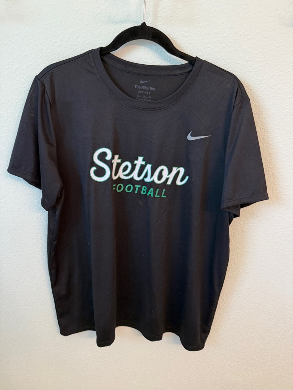 Nike Black Stetson Football Short Sleeve Tee with Green Accent